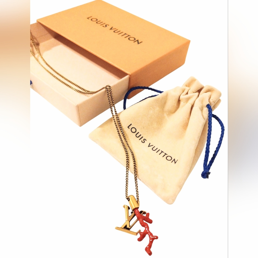 Louis Vuitton Coral LV Initials Necklace W/ Box & Dust Bag
